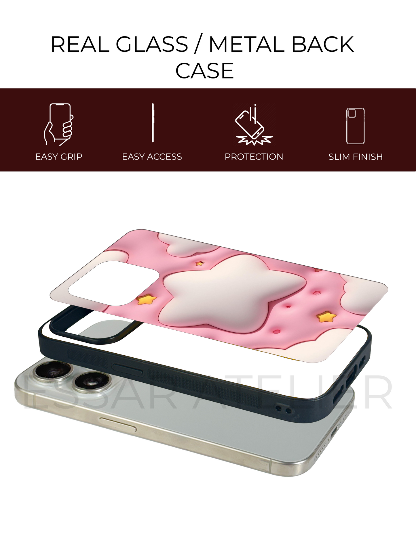 Pop-Star Comic Premium Glass Back Cover For iPhone 13,14,15,16 Models | 4K Permanent Prints | Gloss Finish