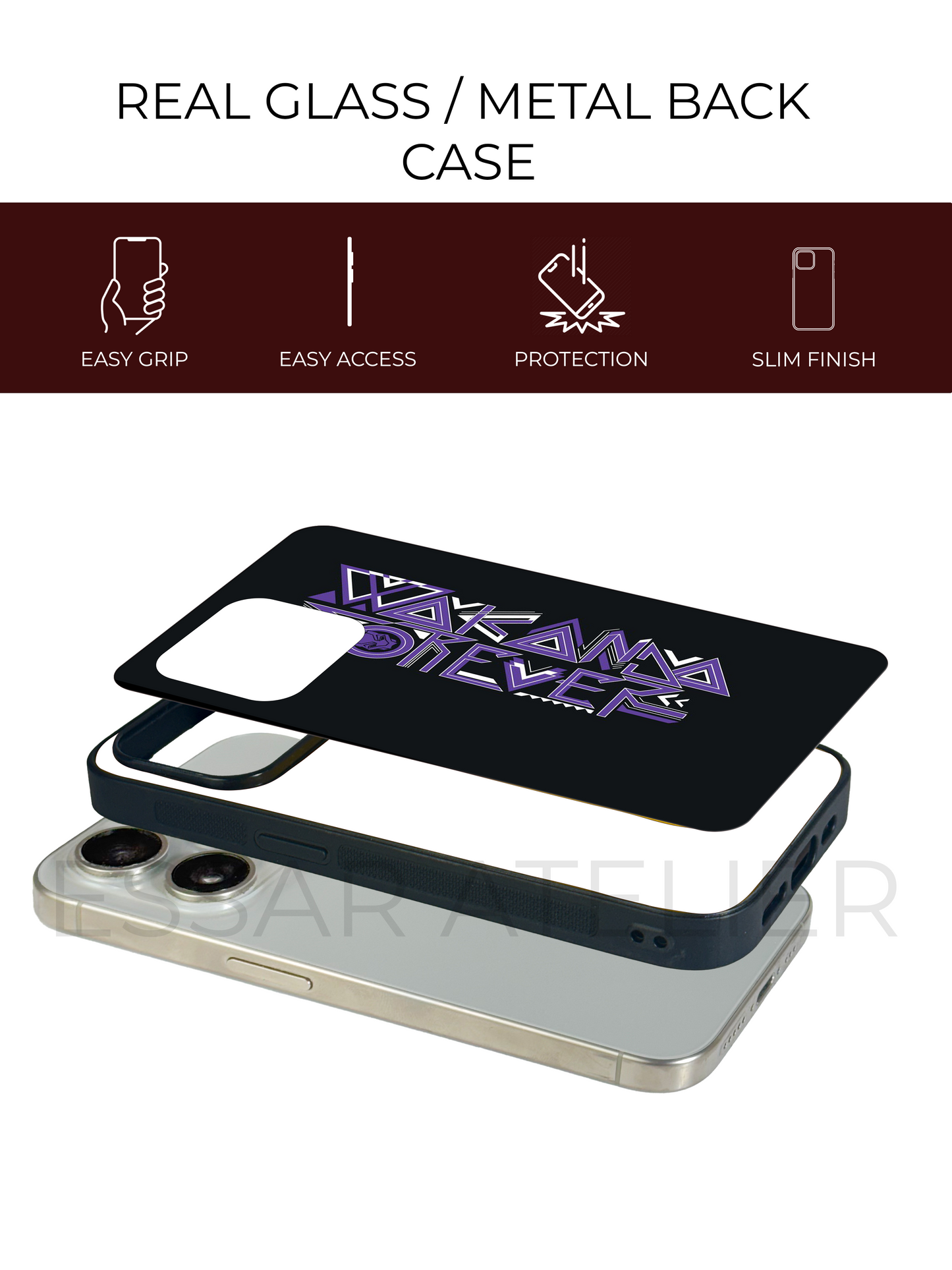 W.A.K.A.N.D.A Premium Glass Back Cover For iPhone 13,14,15,16 Models | 4K Permanent Prints | Gloss Finish