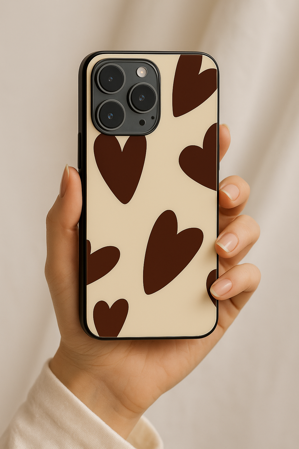 Chocolate Hearts Premium Glass Back Cover For iPhone 13,14,15,16 Models | 4K Permanent Prints | Gloss Finish