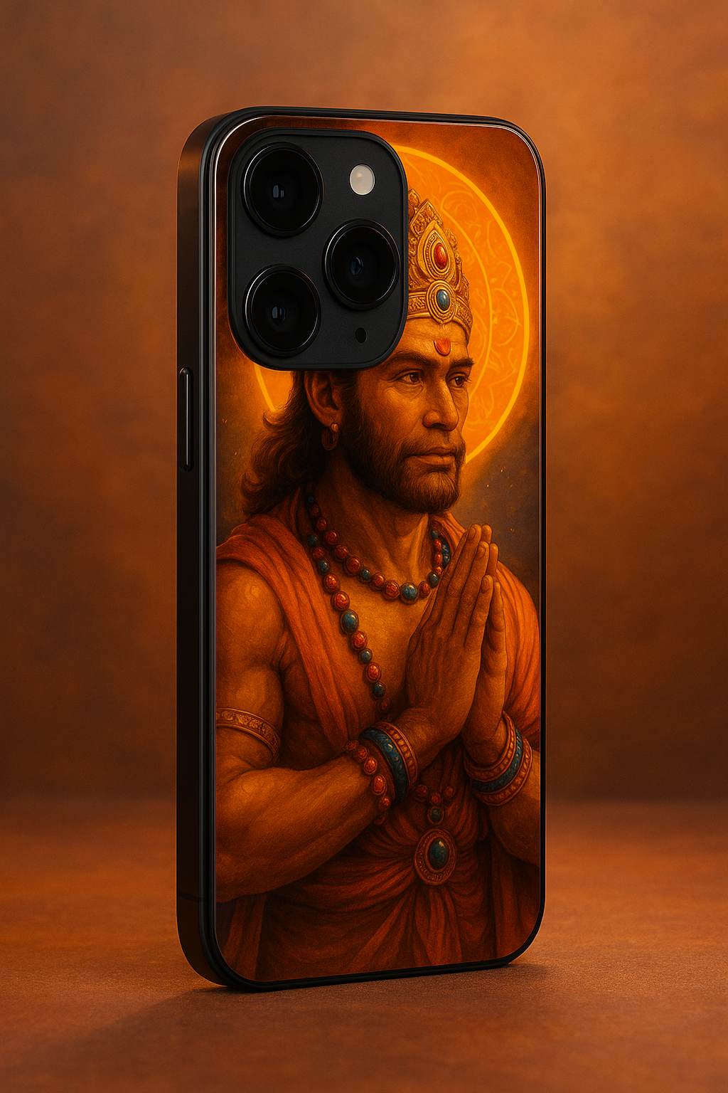 Hanuman Divinity Premium Glass Back Cover For iPhone 13,14,15,16 Models | 4K Permanent Prints | Gloss Finish