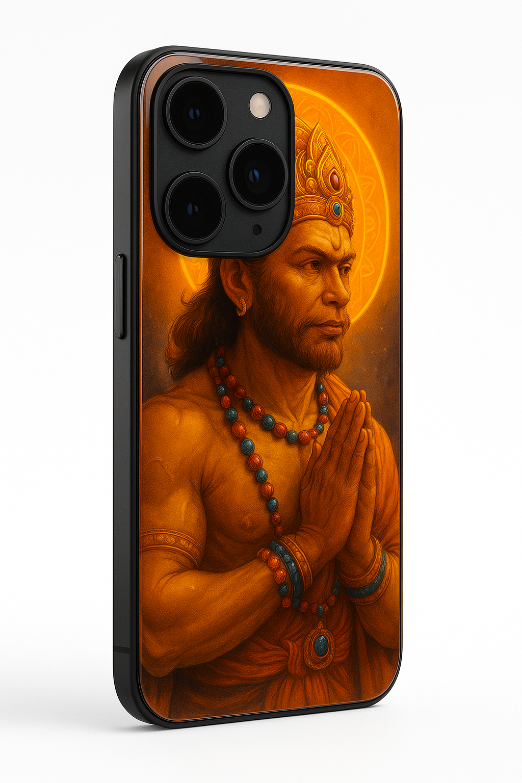 Hanuman Divinity Premium Glass Back Cover For iPhone 13,14,15,16 Models | 4K Permanent Prints | Gloss Finish