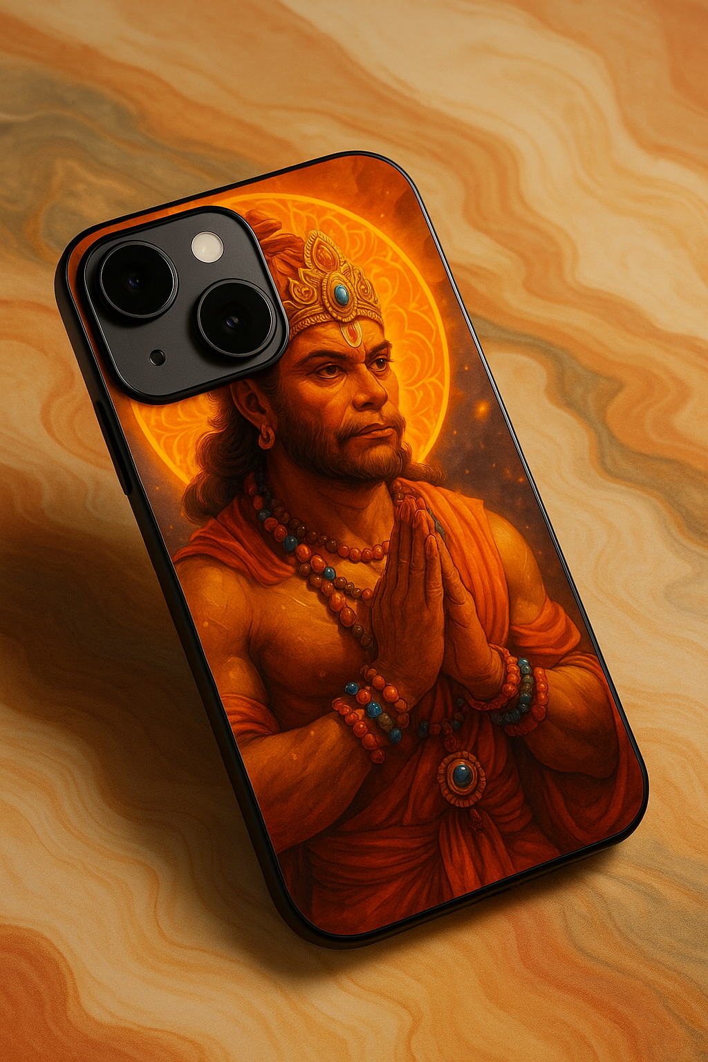 Hanuman Divinity Premium Glass Back Cover For iPhone 13,14,15,16 Models | 4K Permanent Prints | Gloss Finish