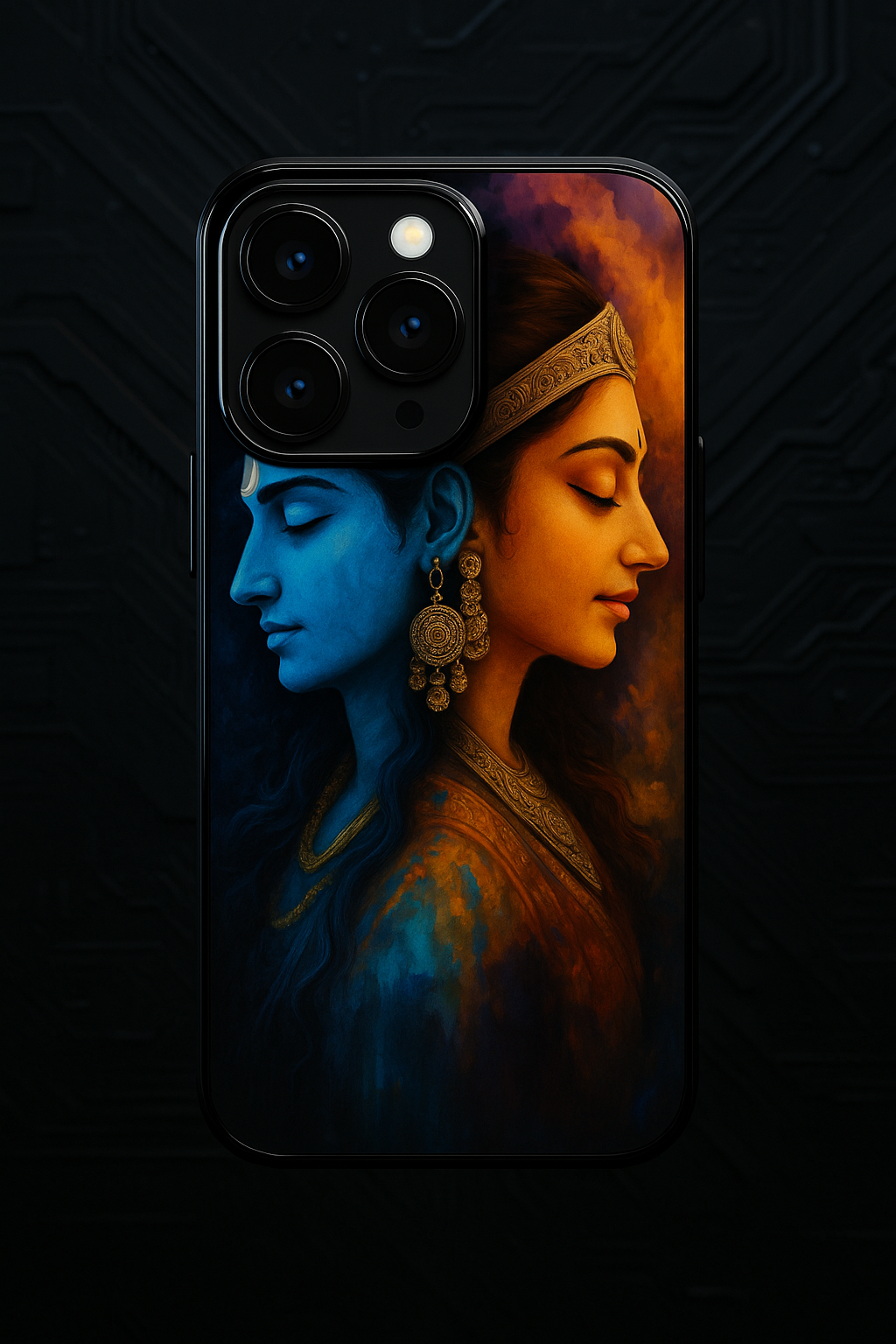 Mahadev Eternal Bond Premium Glass Back Cover For iPhone 13,14,15,16 Models | 4K Permanent Prints | Gloss Finish