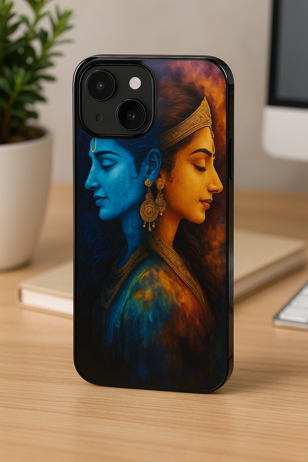 Mahadev Eternal Bond Premium Glass Back Cover For iPhone 13,14,15,16 Models | 4K Permanent Prints | Gloss Finish