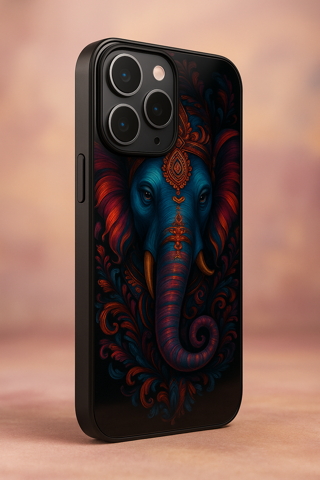 Lord Ganesha Premium Glass Back Cover For iPhone 13,14,15,16 Models | 4K Permanent Prints | Gloss Finish