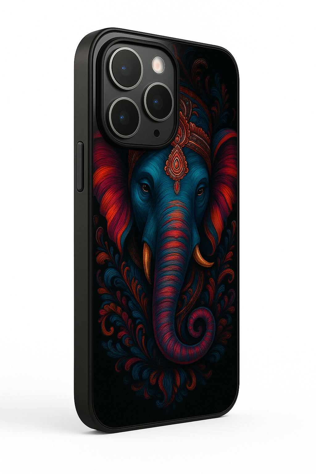Lord Ganesha Premium Glass Back Cover For iPhone 13,14,15,16 Models | 4K Permanent Prints | Gloss Finish
