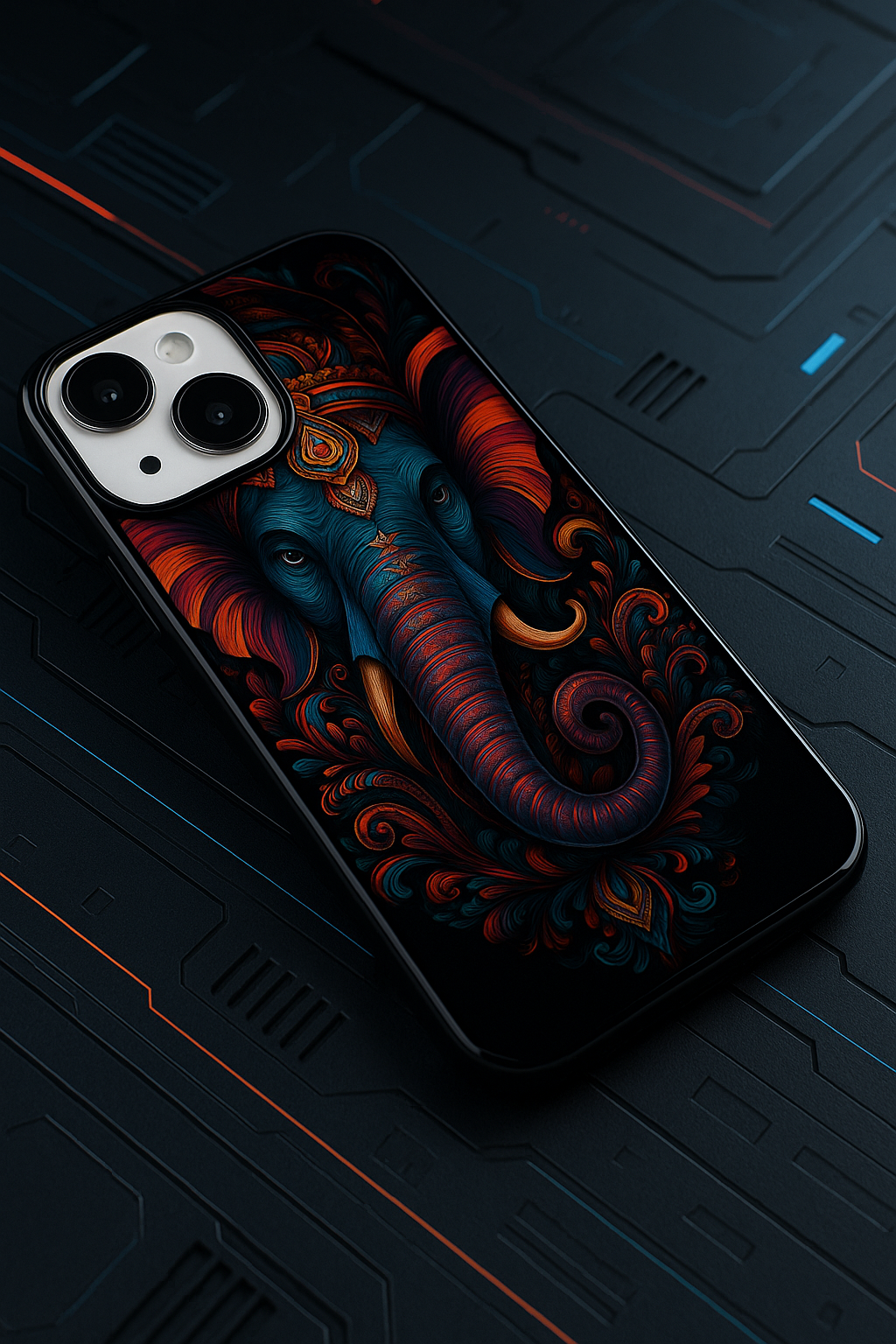 Lord Ganesha Premium Glass Back Cover For iPhone 13,14,15,16 Models | 4K Permanent Prints | Gloss Finish
