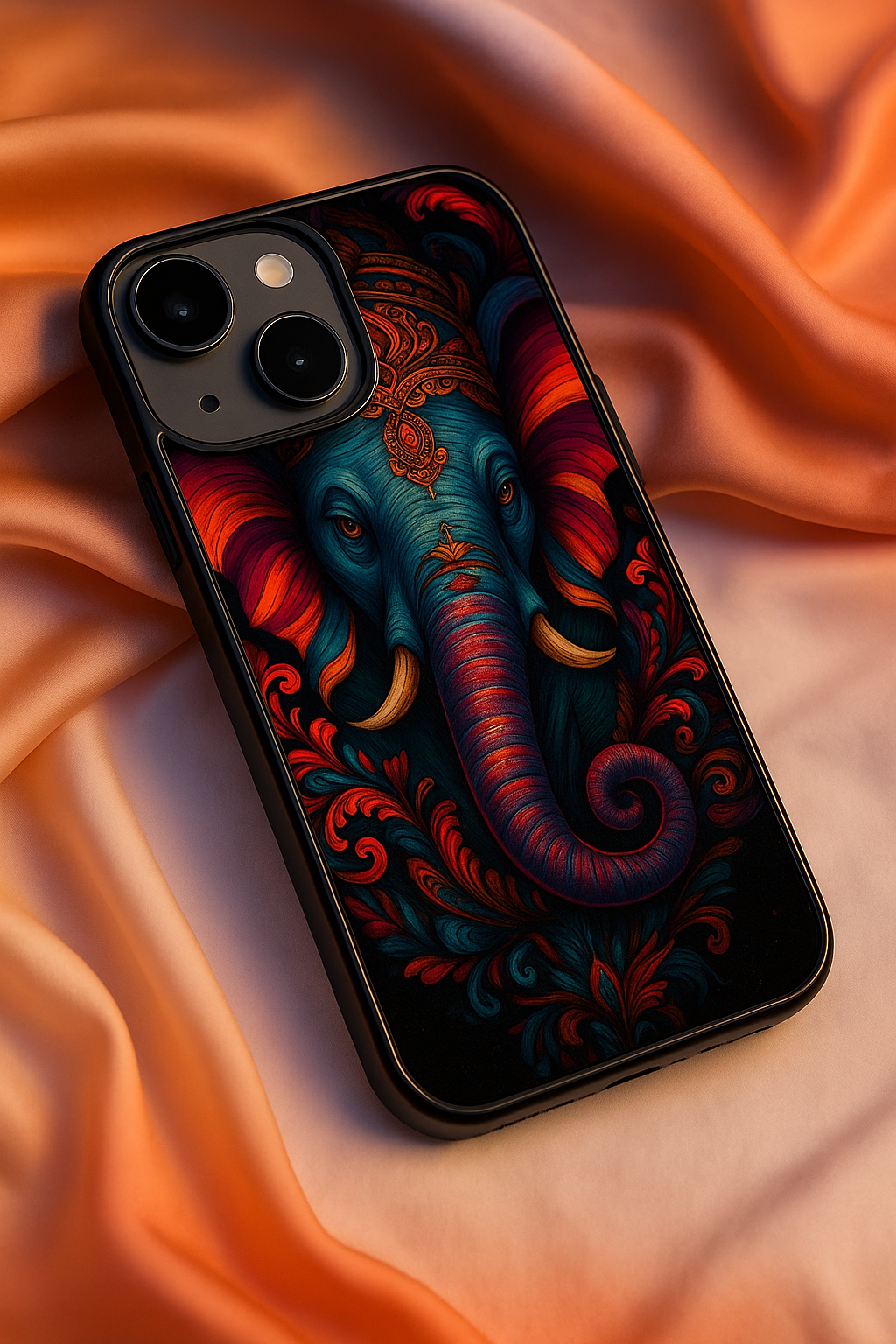 Lord Ganesha Premium Glass Back Cover For iPhone 13,14,15,16 Models | 4K Permanent Prints | Gloss Finish