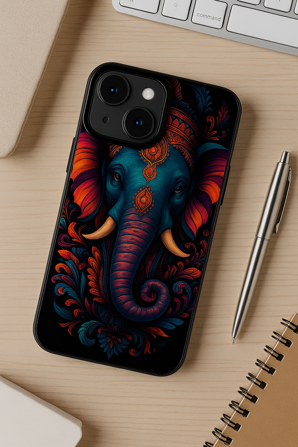 Lord Ganesha Premium Glass Back Cover For iPhone 13,14,15,16 Models | 4K Permanent Prints | Gloss Finish