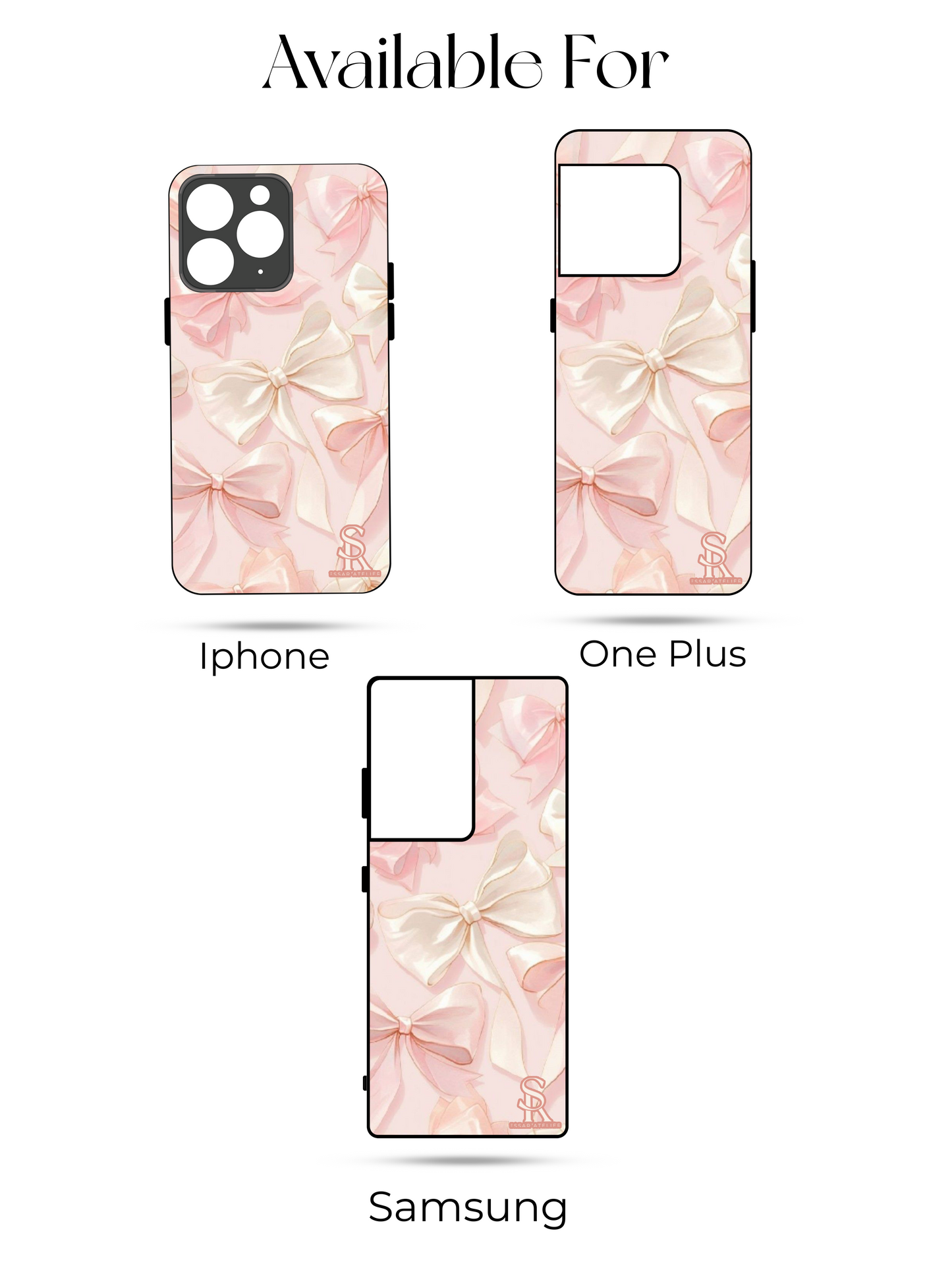 Silky Bow Premium Glass Back Cover For iPhone 13,14,15,16 Models | 4K Permanent Prints | Gloss Finish