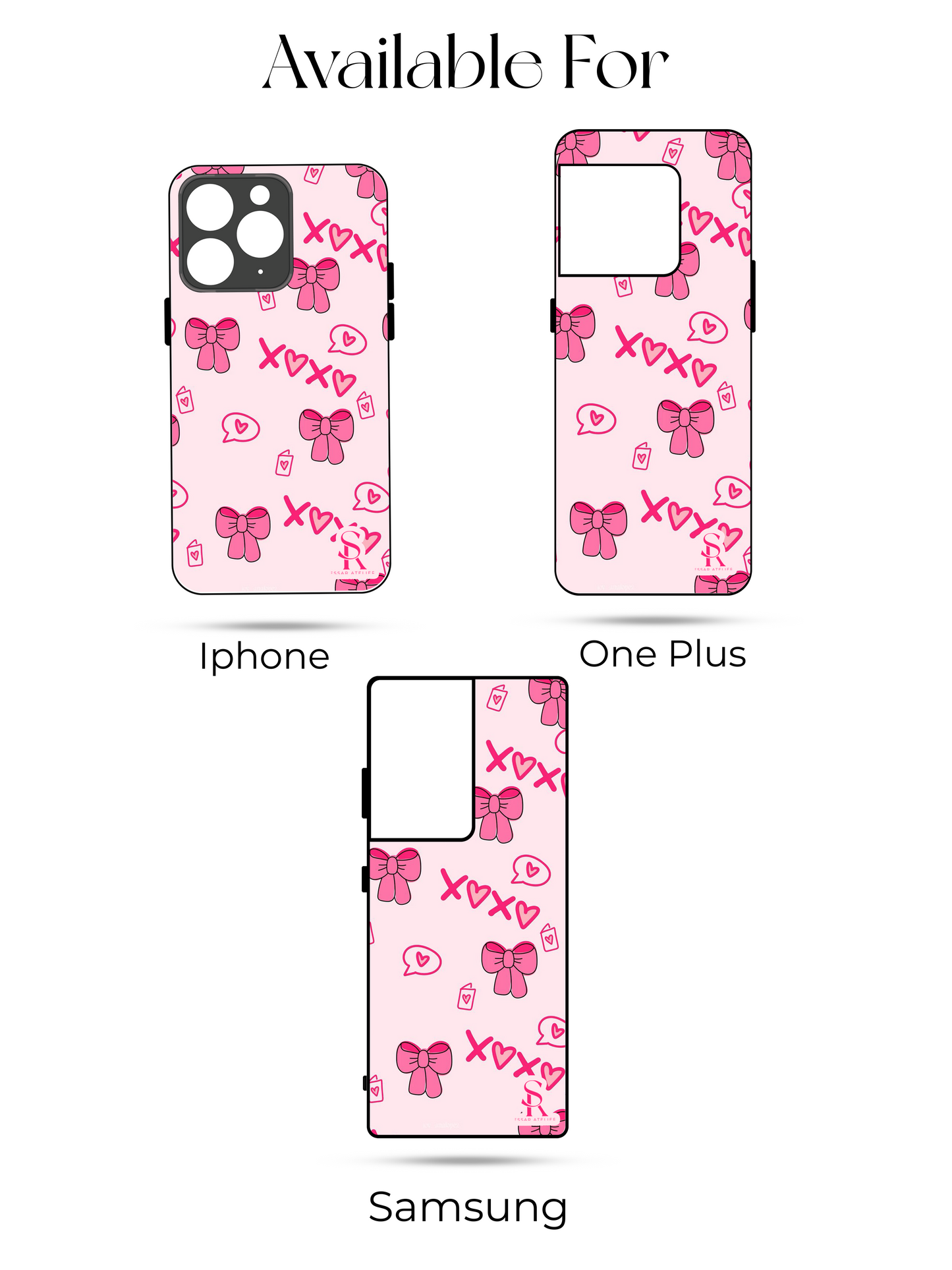XOXO Bows Premium Glass Back Cover For iPhone 13,14,15,16 Models | 4K Permanent Prints | Gloss Finish