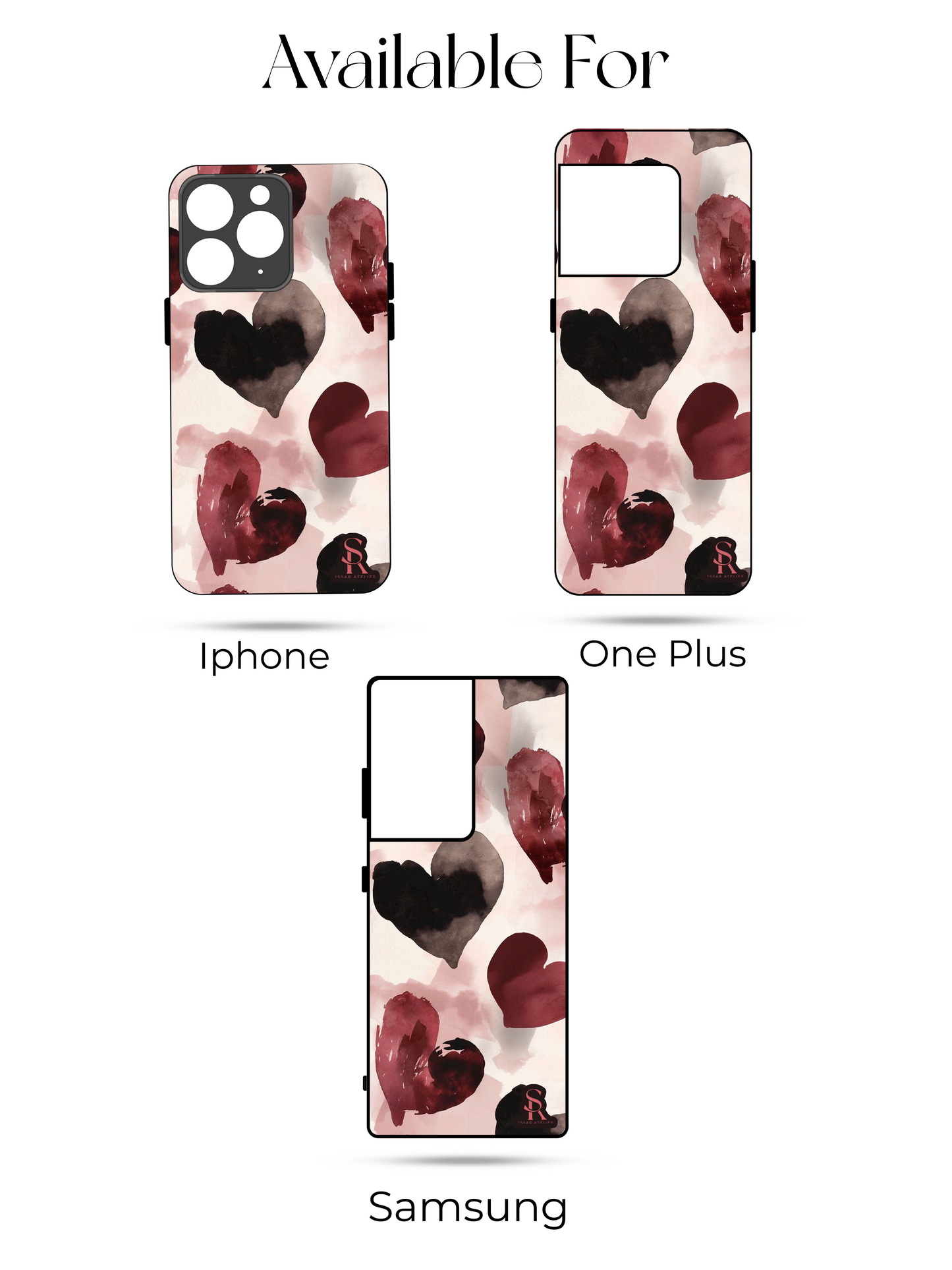 Watery Hearts Premium Glass Back Cover For iPhone 13,14,15,16 Models | 4K Permanent Prints | Gloss Finish