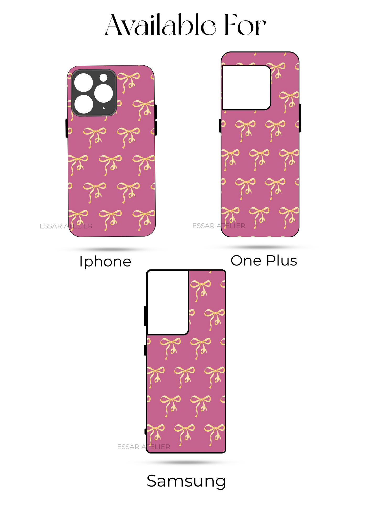 Golden Bow Beut Premium Glass Back Cover For iPhone 13,14,15,16 Models| 4K Permanent Prints | Gloss Finish