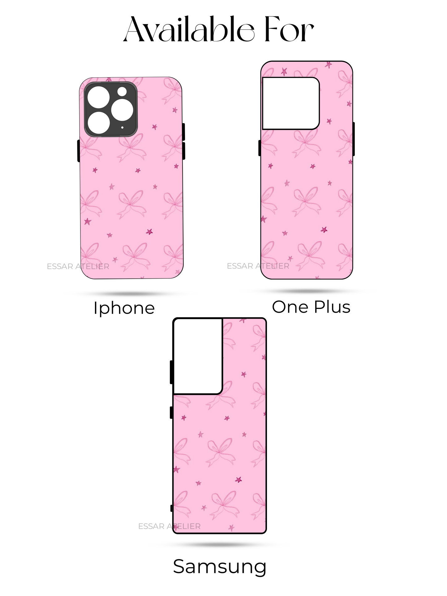Sparkling Bows Premium Glass Back Cover For iPhone 13,14,15,16 Models | 4K Permanent Prints | Gloss Finish