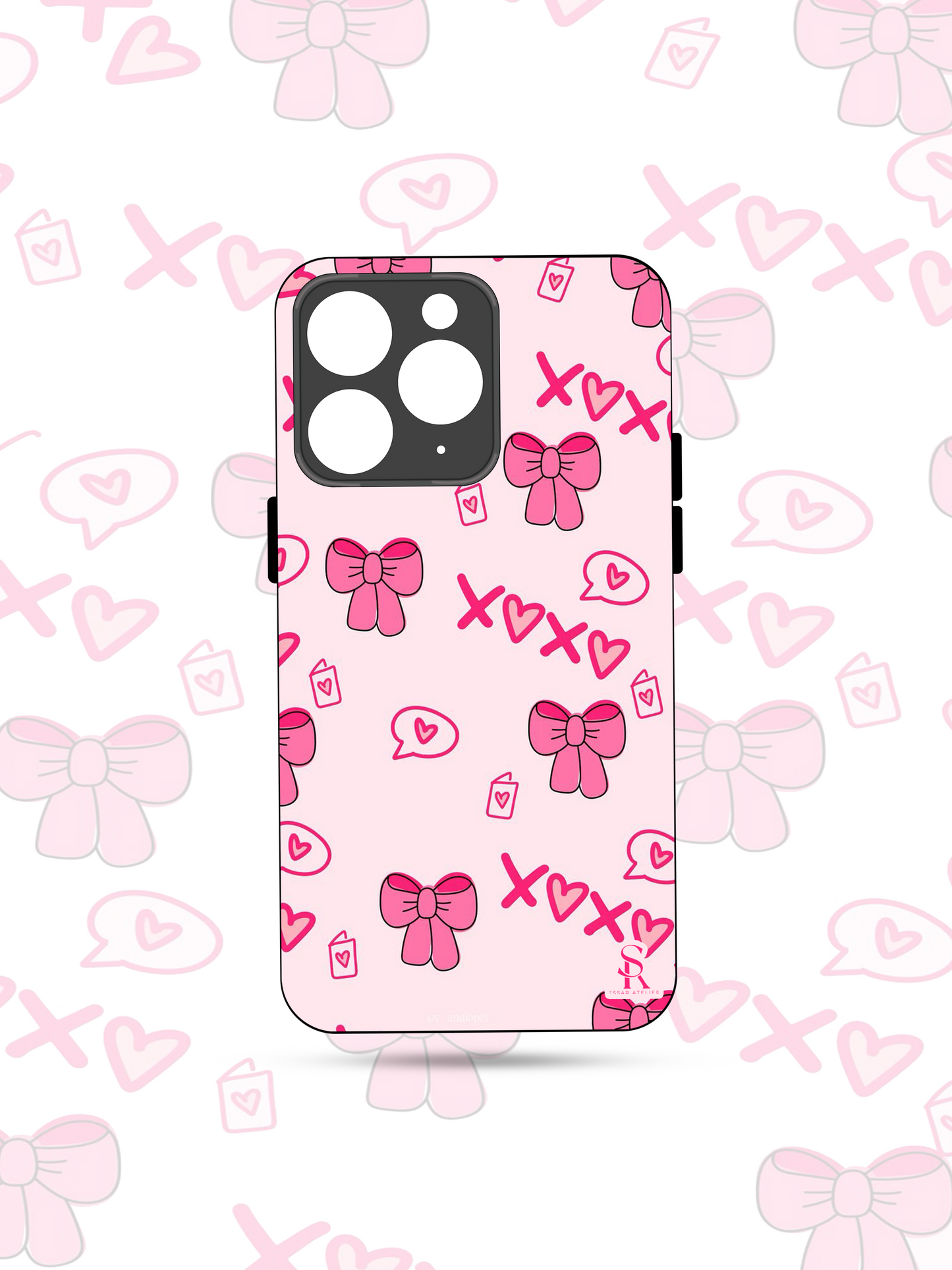 XOXO Bows Premium Glass Back Cover For iPhone 13,14,15,16 Models | 4K Permanent Prints | Gloss Finish