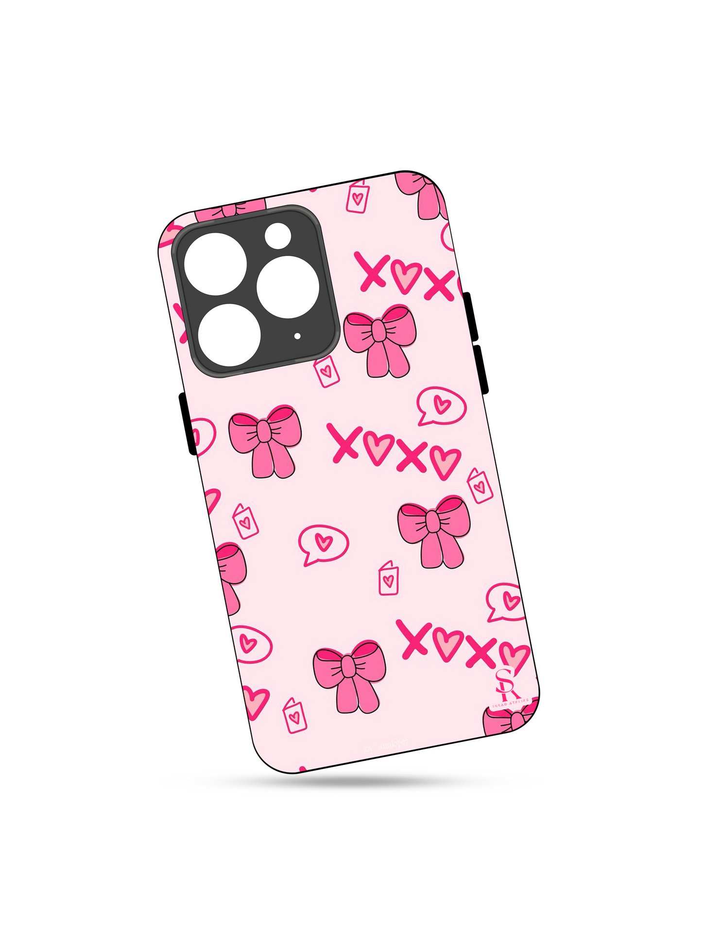 XOXO Bows Premium Glass Back Cover For iPhone 13,14,15,16 Models | 4K Permanent Prints | Gloss Finish