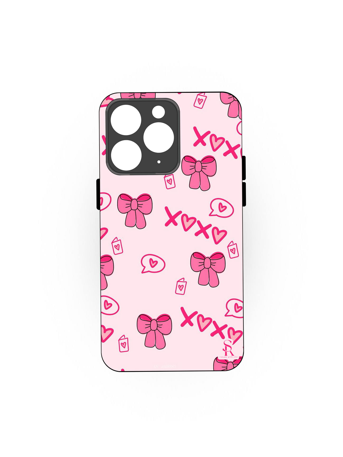 XOXO Bows Premium Glass Back Cover For iPhone 13,14,15,16 Models | 4K Permanent Prints | Gloss Finish