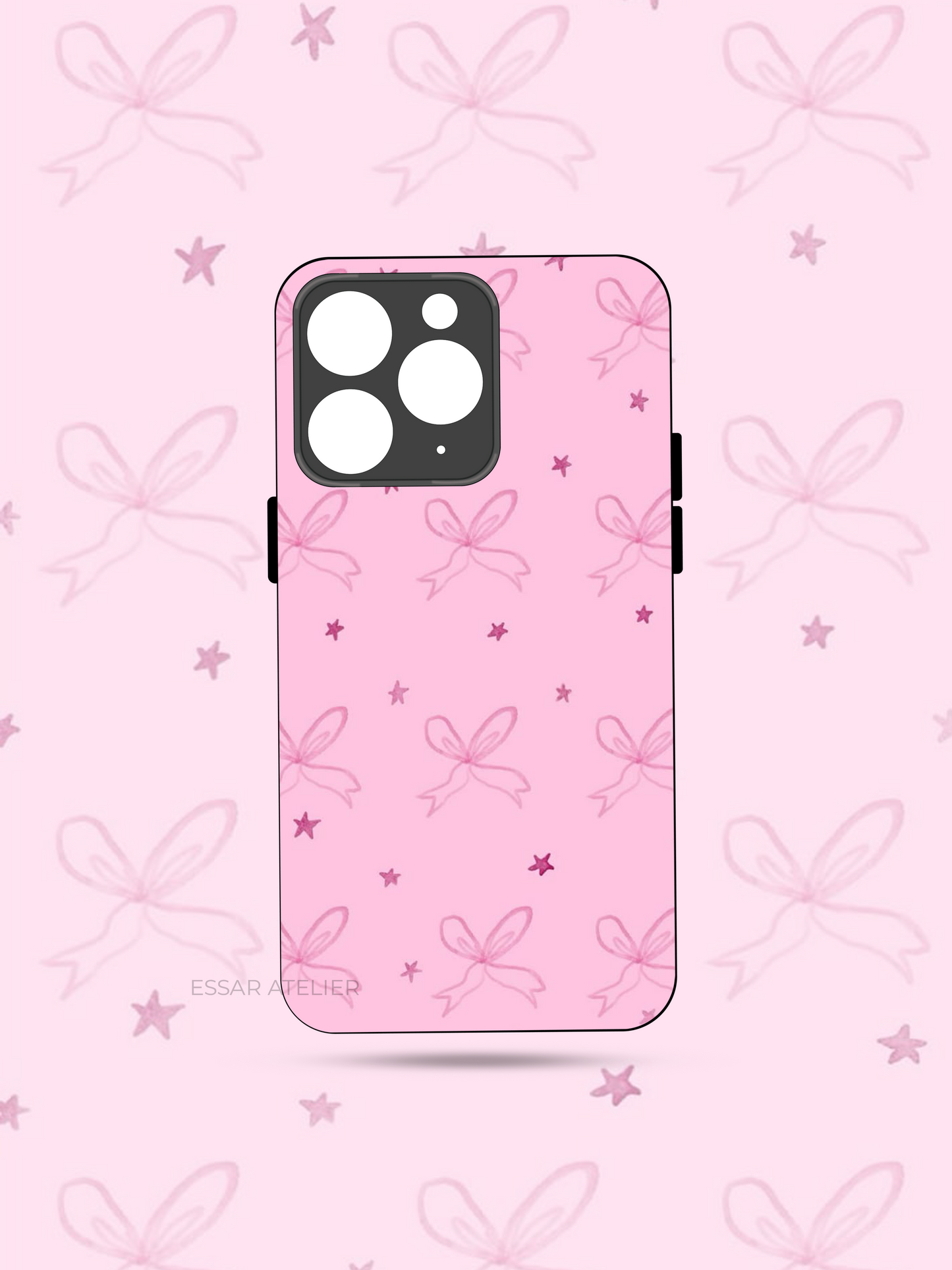 Sparkling Bows Premium Glass Back Cover For iPhone 13,14,15,16 Models | 4K Permanent Prints | Gloss Finish