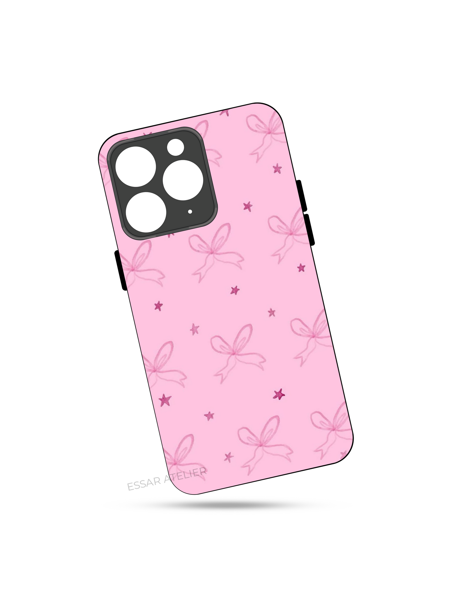 Sparkling Bows Premium Glass Back Cover For iPhone 13,14,15,16 Models | 4K Permanent Prints | Gloss Finish