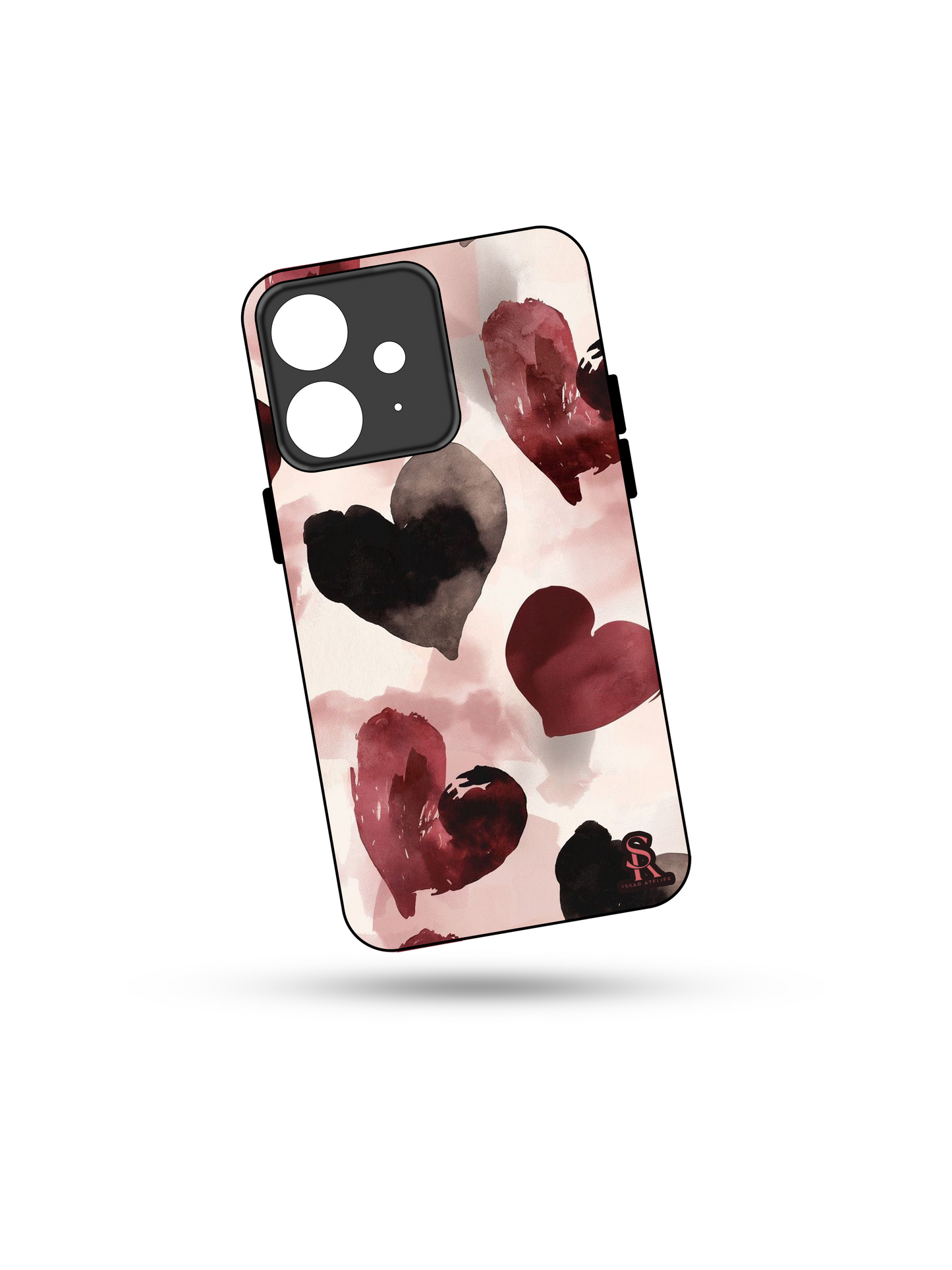 Watery Hearts Premium Glass Back Cover For iPhone 13,14,15,16 Models | 4K Permanent Prints | Gloss Finish
