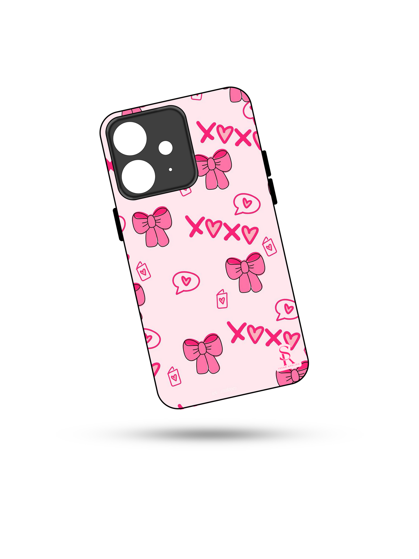XOXO Bows Premium Glass Back Cover For iPhone 13,14,15,16 Models | 4K Permanent Prints | Gloss Finish