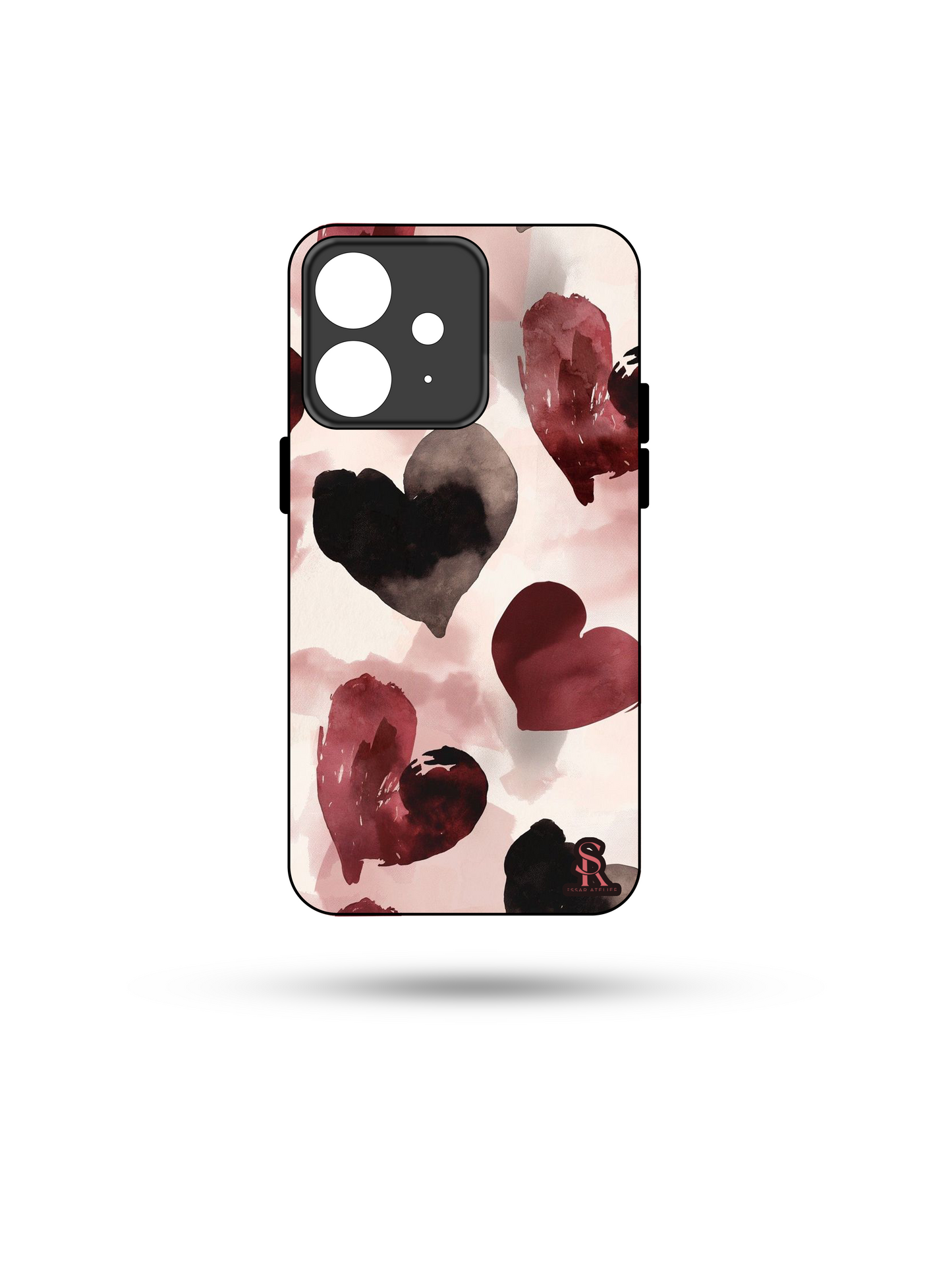 Watery Hearts Premium Glass Back Cover For iPhone 13,14,15,16 Models | 4K Permanent Prints | Gloss Finish
