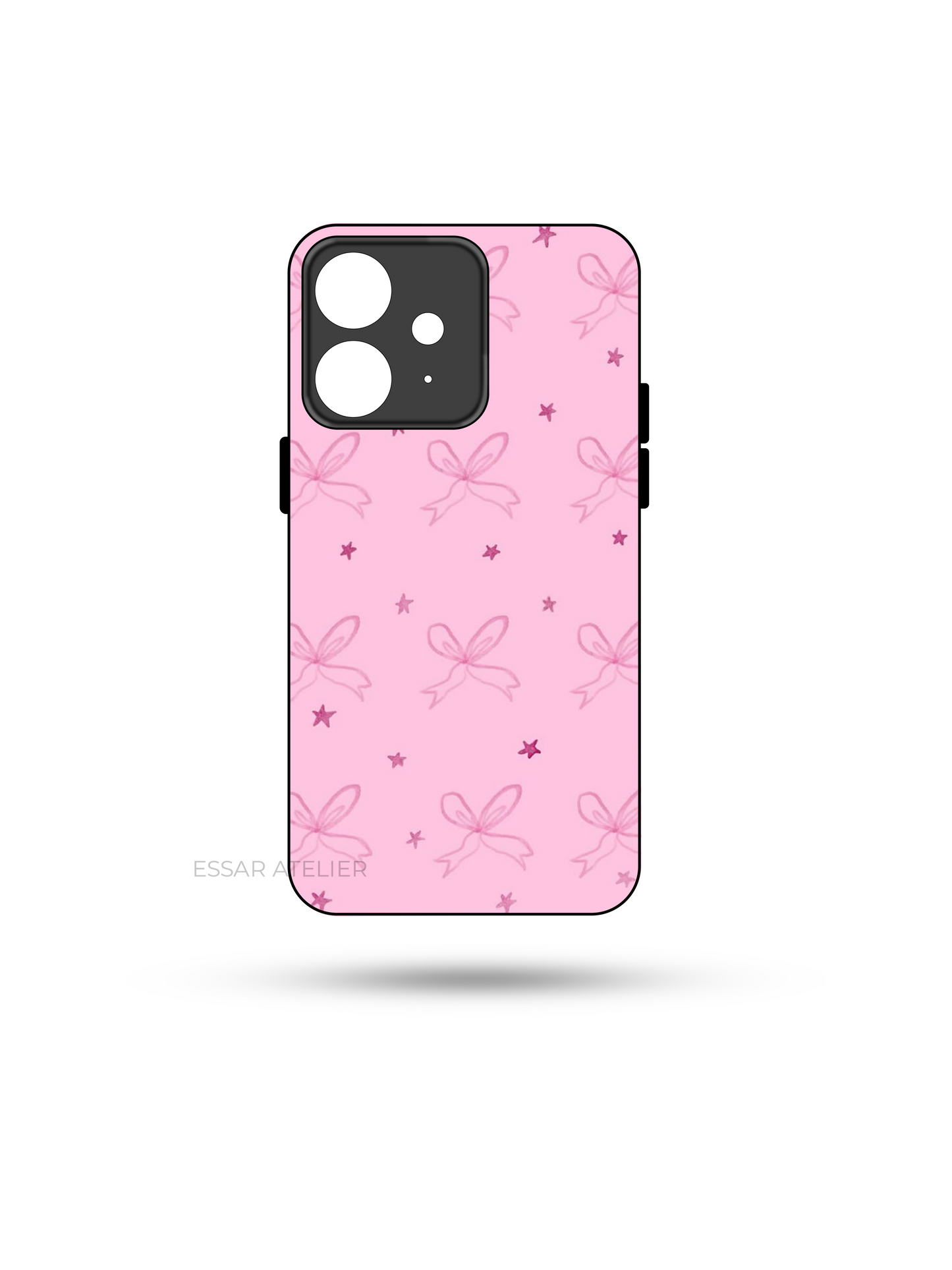 Sparkling Bows Premium Glass Back Cover For iPhone 13,14,15,16 Models | 4K Permanent Prints | Gloss Finish