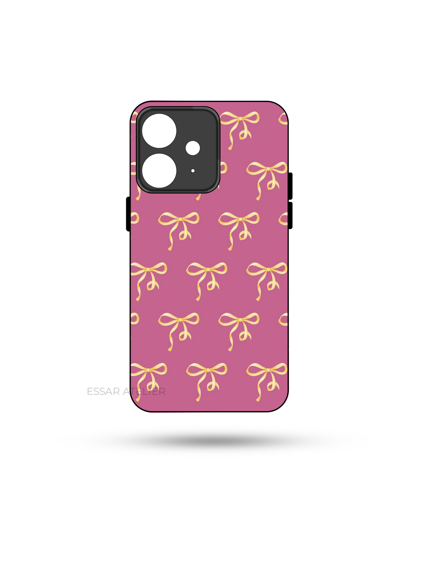 Golden Bow Beut Premium Glass Back Cover For iPhone 13,14,15,16 Models| 4K Permanent Prints | Gloss Finish