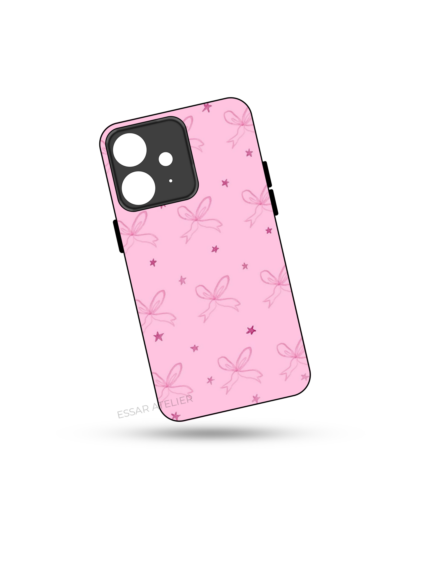 Sparkling Bows Premium Glass Back Cover For iPhone 13,14,15,16 Models | 4K Permanent Prints | Gloss Finish