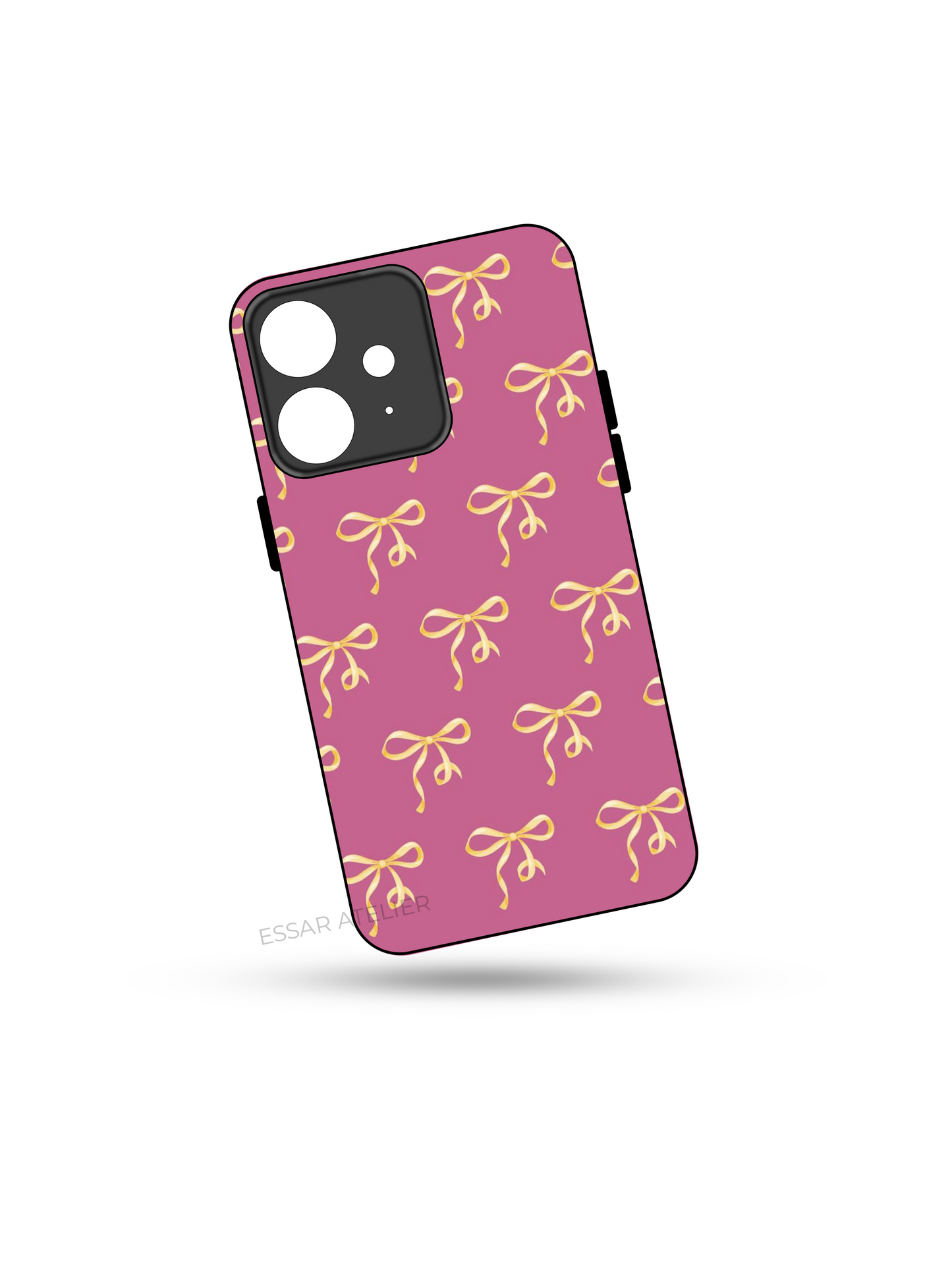 Golden Bow Beut Premium Glass Back Cover For iPhone 13,14,15,16 Models| 4K Permanent Prints | Gloss Finish