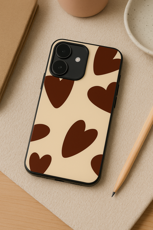 Chocolate Hearts Premium Glass Back Cover For iPhone 13,14,15,16 Models | 4K Permanent Prints | Gloss Finish