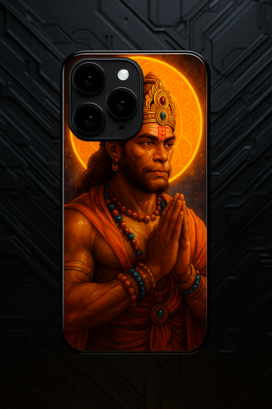 Hanuman Divinity Premium Glass Back Cover For iPhone 13,14,15,16 Models | 4K Permanent Prints | Gloss Finish