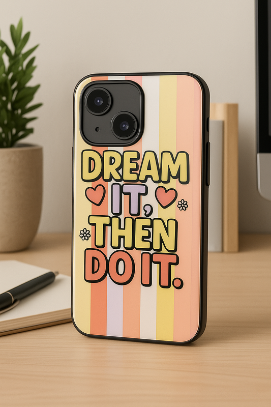 Dream IT Do IT Premium Glass Back Cover For iPhone 13,14,15,16 Models | 4K Permanent Prints | Gloss Finish