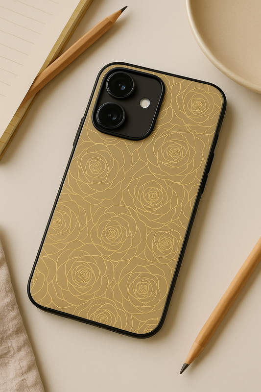Minimal Rose Premium Glass Back Cover For iPhone 13,14,15,16 Models | 4K Permanent Prints | Gloss Finish