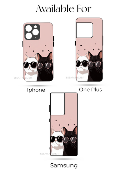 Cool Cats Premium Glass Back Cover For iPhone 13,14,15,16 Models | 4K Permanent Prints | Gloss Finish