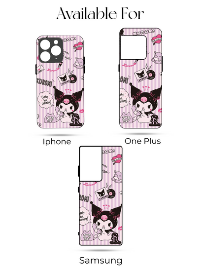 Kuromi Cat Premium Glass Back Cover For iPhone 13,14,15,16 Models | 4K Permanent Prints | Gloss Finish