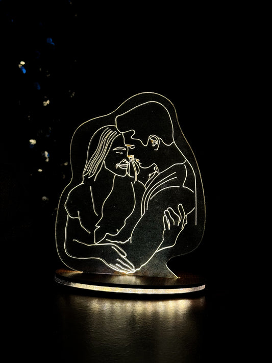 Personalized LED Side Table Lamp| Line Art Customized|Loved Ones Lamp | Valentines Special