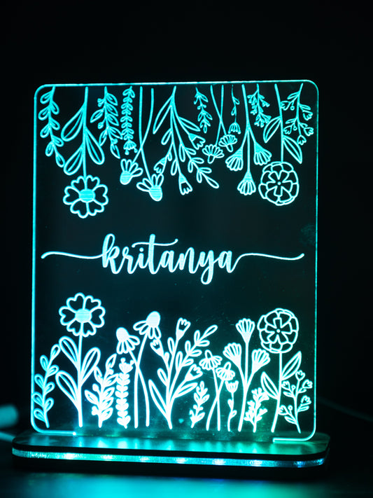 Personalized LED Side Table Lamp| Floral And Name Customized| NO COD