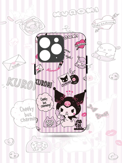 Kuromi Cat Premium Glass Back Cover For iPhone 13,14,15,16 Models | 4K Permanent Prints | Gloss Finish