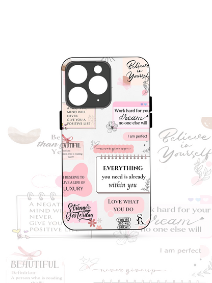 Manifestation Premium Glass Back Cover For iPhone 13,14,15,16 Models | 4K Permanent Prints | Gloss Finish