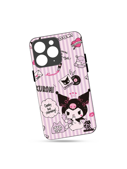 Kuromi Cat Premium Glass Back Cover For iPhone 13,14,15,16 Models | 4K Permanent Prints | Gloss Finish