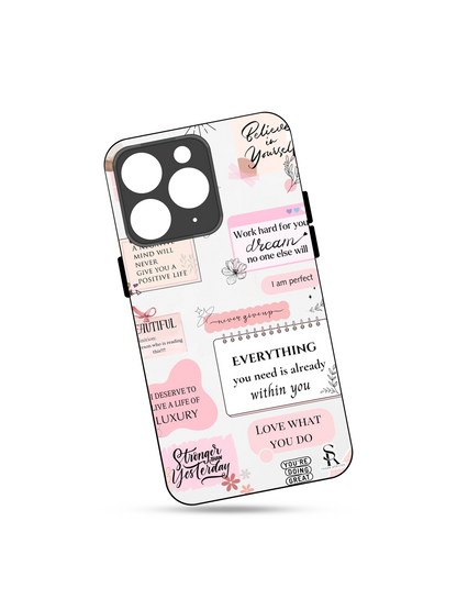 Manifestation Premium Glass Back Cover For iPhone 13,14,15,16 Models | 4K Permanent Prints | Gloss Finish