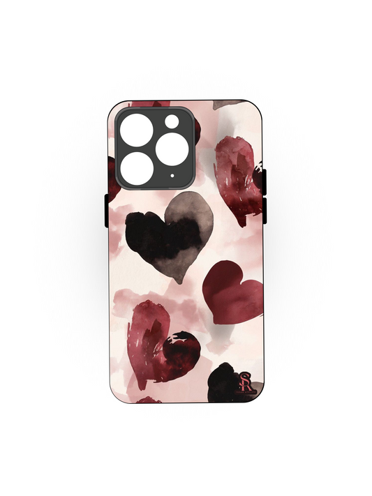 Watery Hearts Premium Glass Back Cover For iPhone 13,14,15,16 Models | 4K Permanent Prints | Gloss Finish