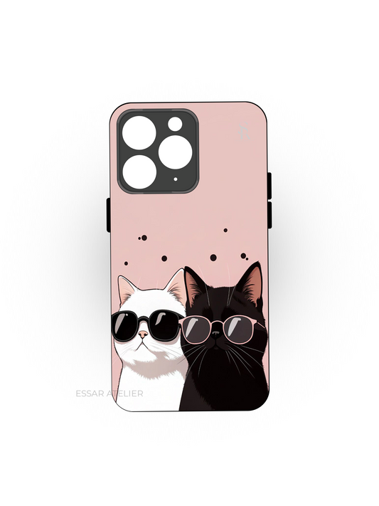Cool Cats Premium Glass Back Cover For iPhone 13,14,15,16 Models | 4K Permanent Prints | Gloss Finish