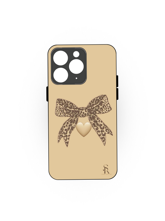 Golden Bow Premium Glass Back Cover For iPhone 13,14,15,16 Models | 4K Permanent Prints | Gloss Finish