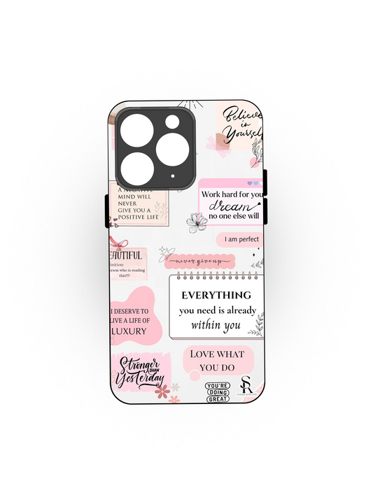 Manifestation Premium Glass Back Cover For iPhone 13,14,15,16 Models | 4K Permanent Prints | Gloss Finish