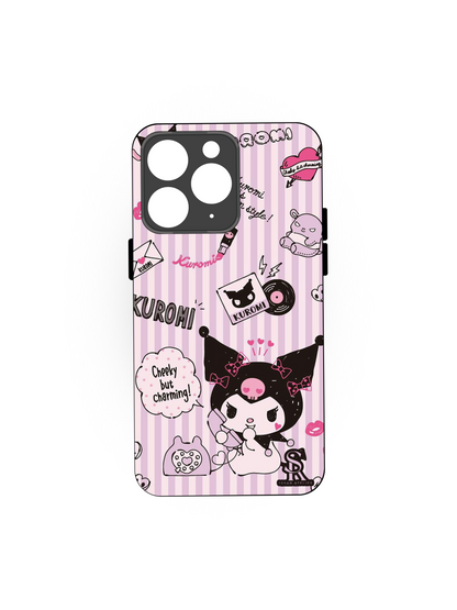 Kuromi Cat Premium Glass Back Cover For iPhone 13,14,15,16 Models | 4K Permanent Prints | Gloss Finish