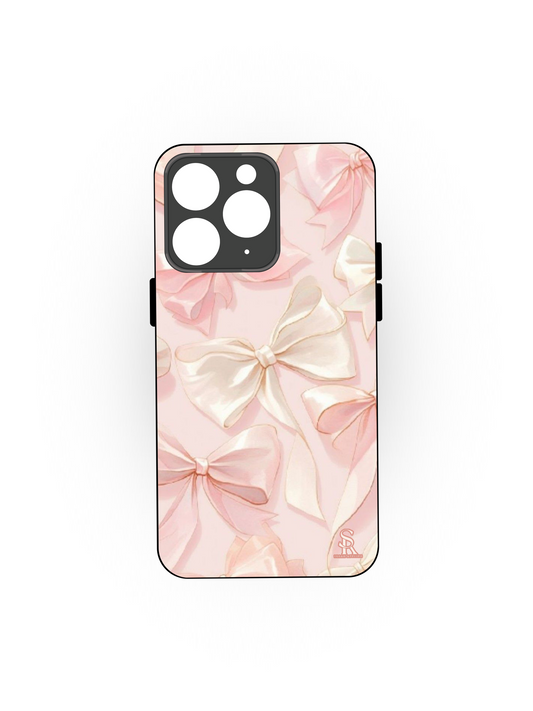 Silky Bow Premium Glass Back Cover For iPhone 13,14,15,16 Models | 4K Permanent Prints | Gloss Finish
