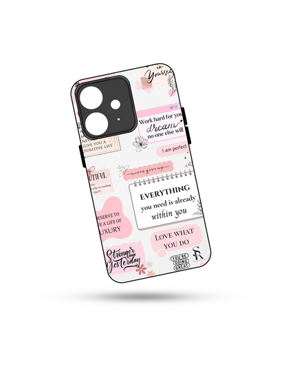 Manifestation Premium Glass Back Cover For iPhone 13,14,15,16 Models | 4K Permanent Prints | Gloss Finish