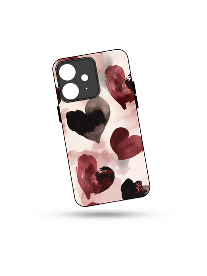Watery Hearts Premium Glass Back Cover For iPhone 13,14,15,16 Models | 4K Permanent Prints | Gloss Finish